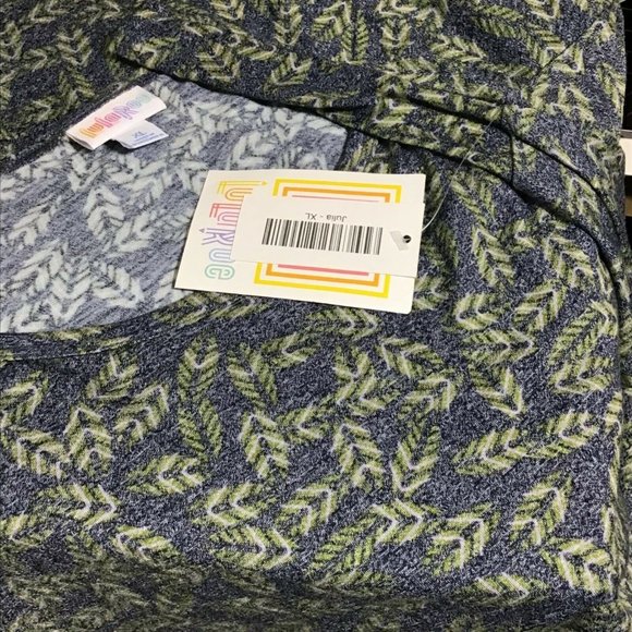 LuLaRoe Julia / Pencil Sheath Stretch Dress / Blue Green Floral Fern / Size XL - Picture 3 of 5